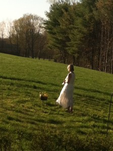 Meditating in my field labyrinth on May Day.