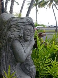 Hawaiian goddess overlooking the port of Hilo.